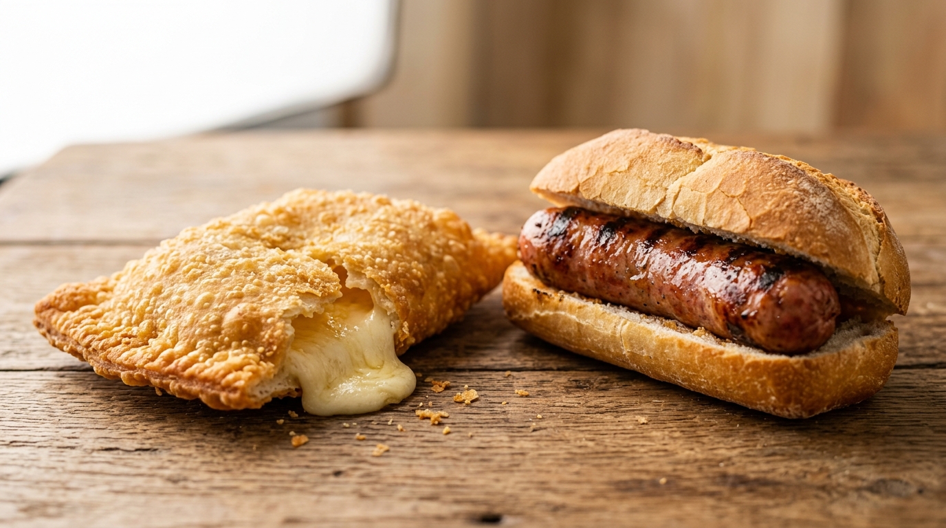 Menú Dieciochero: Empanada de Queso y Choripán